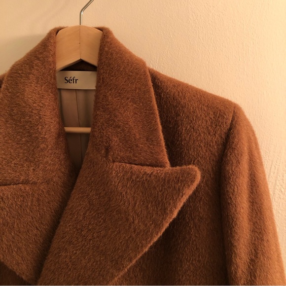 SEFR Tan Alpaca & Wool Hamra Peacoat (size S) - Picture 3 of 6